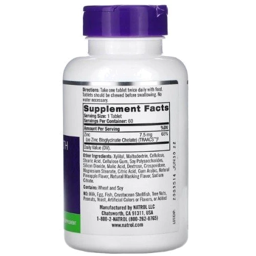 Natrol Zinc Цинк 60 таблеток: Тип Цинк