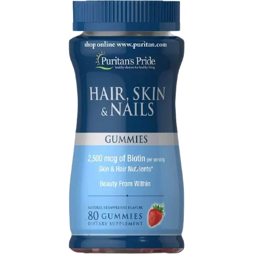 

Puritan's Pride Hair Skin and Nails Формула для кожи, волос и ногтей 80 жевательных конфет со вкусом клубники