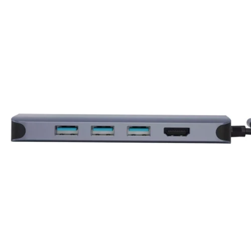 Адаптер WIWU Adapter Alpha A12 USB-C to USB-C+3xUSB3.0+3xUSB2.0+SD+HDMI+RJ45+3.5mm Grey: Додаткові роз'єми Ethernet, USB OTG, HDMI, SD+TF Card