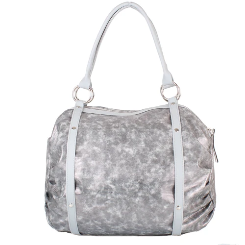 Женская сумка бочонок Laskara серебристая (LK-10251-silver-snake): Фактура Под змею, Матовая