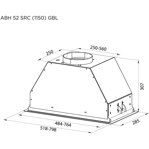 Вытяжка Pyramida ABH 52 SRC (1150) GBL: Тип монтажа Встраиваемый
