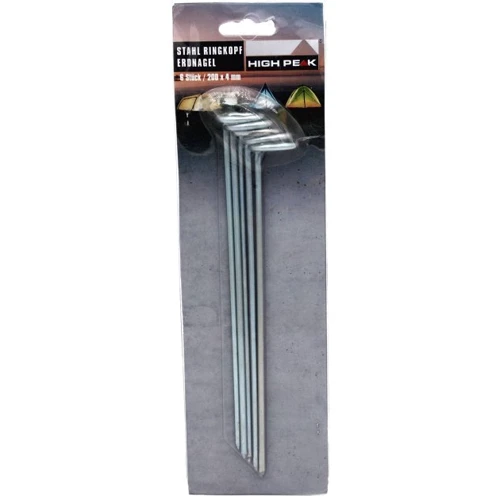 Аксесуар для намету Кільця High Peak Steel Round Peg 20 см 6 шт. Silver (42213): Виробник High Peak