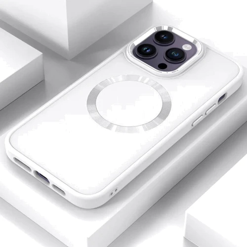 Чехол для iPhone TPU Case Bonbon Metal Style with MagSafe White for iPhone 12/12 Pro: Цвет белый