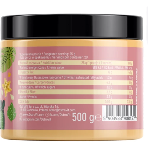 Тахини с ванилью OstroVit Tahini 500 g / vanilla / 20 servings: Пол Унисекс