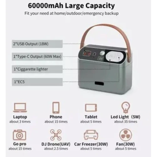 Пусковое Устройство UTRAI Jump Starter CN302 60000 mAh black (39235): Емкость заряжаемого аккумулятора, Ач 60
