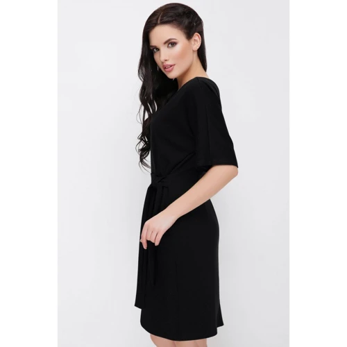 Платье FashionUp PL-1619D 50 черное повседневное до середины бедра: Состав Вискоза, Эластан