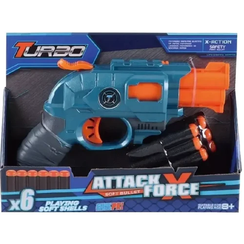 Игрушечный пистолет Turbo Attack Force с двойным дулом и мягкими патронами 6 шт. (ВТ326)