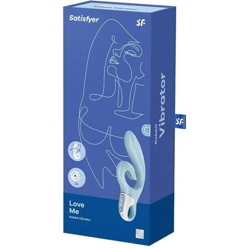 Вибратор-кролик Satisfyer Love Me Blue, гибкий, отросток с тройным кончиком