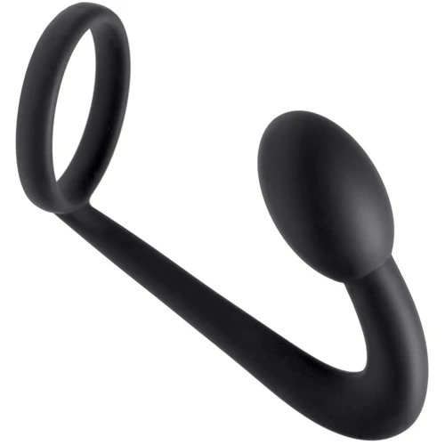 Стимулятор простаты с эрекционным кольцом Prostatic Play Silicone Cock Ring and Prostate Plug (черный)