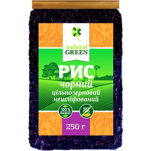 Рис черный цельнозерновой нешлифованный, Natural Green, 250 Г (WT3152)