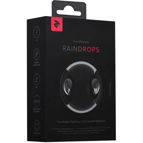 Наушники 2E RainDrops True Wireless Waterproof Mic Black (2E-EBTWRDBK): Тип излучателя динамический