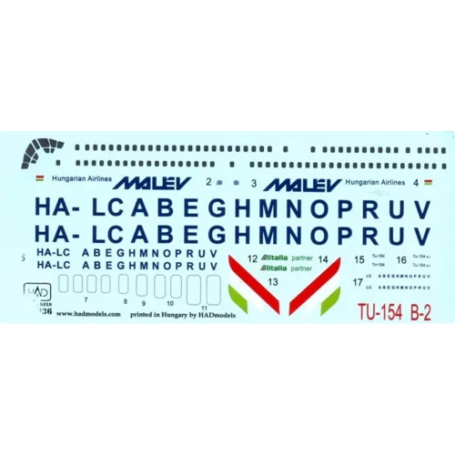 Декаль HAD для самолета Ту-154 Б-2 Malev (HAD144036): Производитель HAD