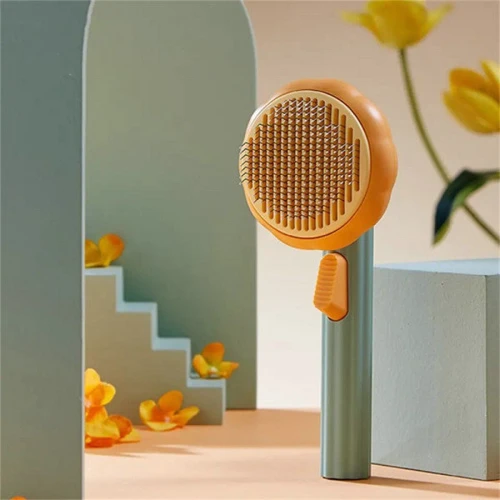 Расческа для шерсти кошек и собак с кнопкой Vailge Pet Brush PGB-A Оранжевая (2090)