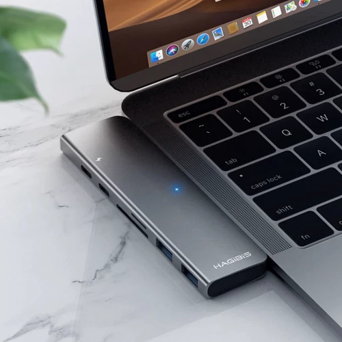 Адаптер Xiaomi Adapter Hagibis Dual USB-C to HDMI + 2хUSB-C + SD + 2xUSB3.0 Silver (04214) фото 5