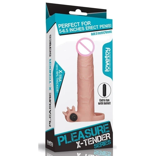 Насадка на член LoveToy Pleasure X-Tender Series Flesh Add 3"