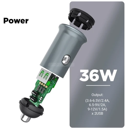Зарядний пристрій ArmorStandart Car Charger 2xUSB QC3.0 with Lightning Cable Grey (ARM82458): Особливості Швидка зарядка