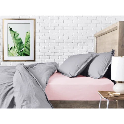 Комплект постільної білизни Cosas Ranfors Grey Rose підлітковий на гумці 155х215 см (Ranfors_Grey_El140_Rose_155)