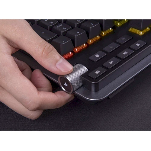 Клавиатура Thermaltake ARGENT K5 RGB Gaming Keyboard Cherry MX Speed Silver (GKB-KB5-SSSRUS-01): Дополнительно аудио-разъем, встроенный USB-хаб, подставка под запястья, подсветка клавиш
