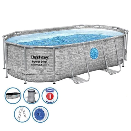 Каркасный бассейн Bestway 56716, 549х274х122 см 5 678 л/ч с дозатором лестницей и тентом