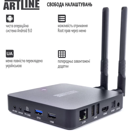 Приставка Smart TV Artline TvBox KM6: Встроенная память, ГБ 64