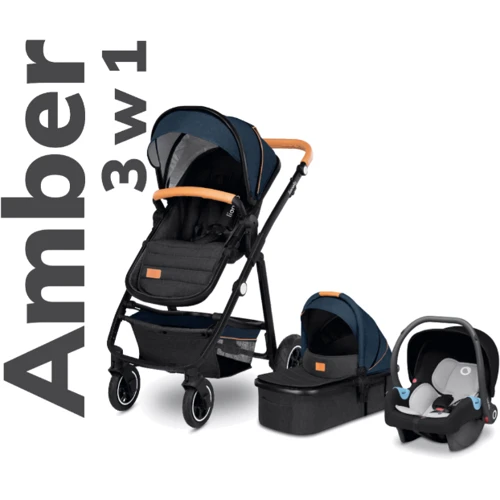 Коляска 3 в 1 Lionelo Amber Blue Navy: Материал колес резина (надувные)