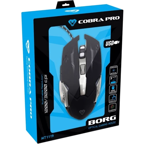 Мышь Media-Tech Cobra Pro Borg (MT1119): Длина кабеля 1,5 м