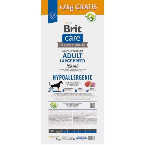 Сухой корм Brit Care Dog Hypoallergenic Adult Large Breed для взрослых собак больших пород гипоаллергенный с ягненком 12+2 кг (8595602567317): Тип Сухой корм