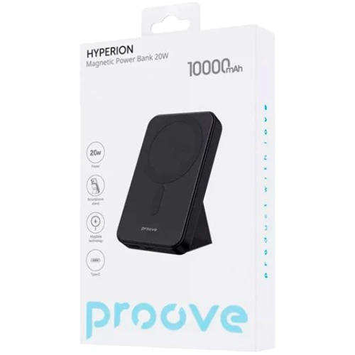 Внешний аккумулятор Proove Power Bank 10000 mAh Hyperion 20W Black (PBHP15020001): Особенности Индикатор заряда, Компактный размер, Поддержка MagSafe