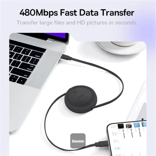 Кабель Baseus Cable USB-C to USB-C Free2Draw Mini Retractable Charging 100W 1m Black (P10364500111-00) фото 7