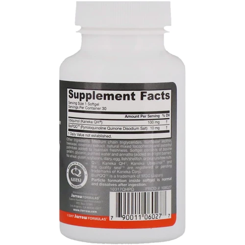 Jarrow Formulas, Ubiquinol, QH-Absorb + PQQ, 30 Softgels (JRW06027)
