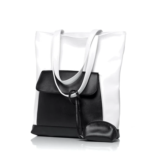 Женская сумка шоппер Sambag Shopper черно-белая (93251008)