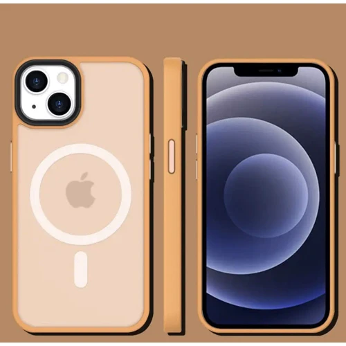 Чехол для iPhone Mobile Case TPU+PC Metal Buttons with MagSafe Colorful Peach for iPhone 13: Цвет оранжевый