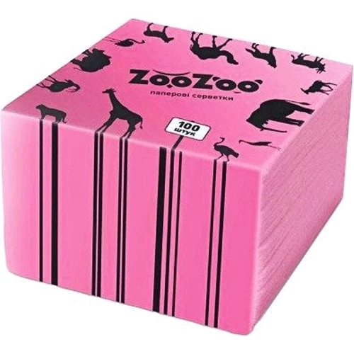 Салфетки бумажные ZooZoo однослойные розовые 24х23см 100шт (4823019009378)