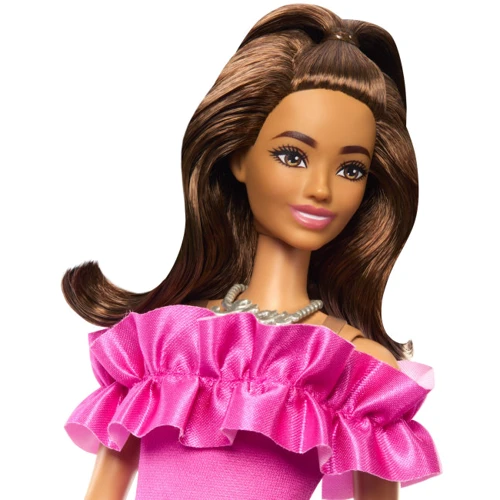 Кукла Barbie Fashionistas в розовом миниплатье с рюшами (HRH15): Особенности На шарнирах