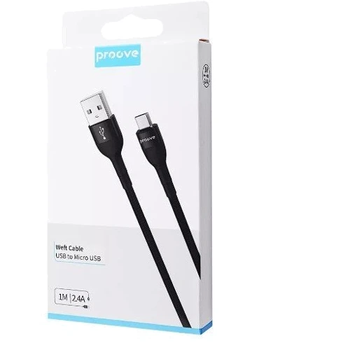 Кабель Proove USB Cable to microUSB Light Weft 2.4A 1m Black: Тип USB Cable - microUSB