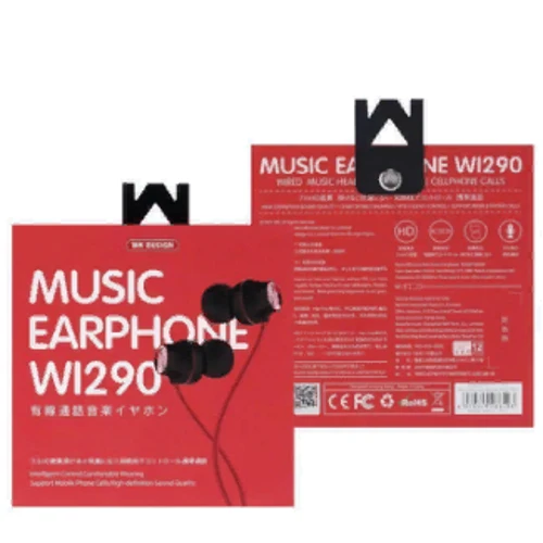 Наушники WK Wired Earphone Blue (Wi290): Тип конструкции вакуумные