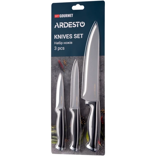 Набір кухонних ножів Ardesto Gemini Gourmet 3 ін. (AR2103BL): Матеріал рукояті Пластик