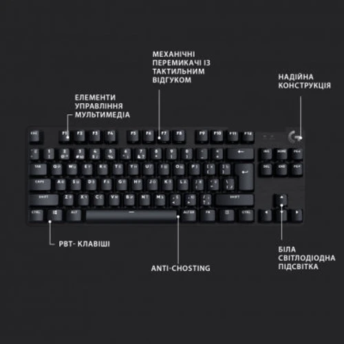 Клавиатура Logitech G413 TKL SE Black (920-010446): Тип клавиш механический