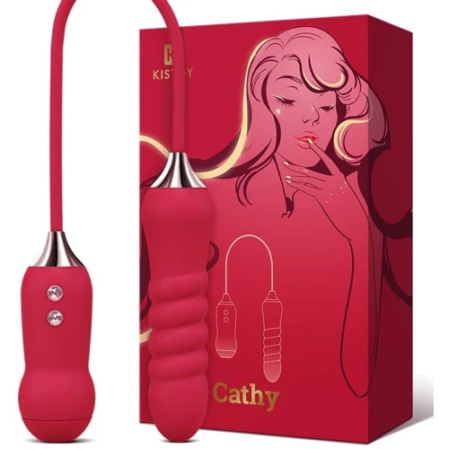 Пульсатор с вакуумным стимулятором Kistoy Cathy Red на гибкой сцепке
