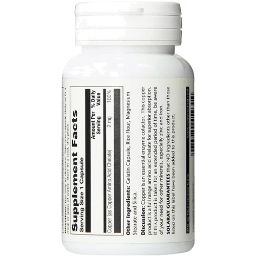 Solaray Copper 2 mg 100 Caps Медь: Тип Медь