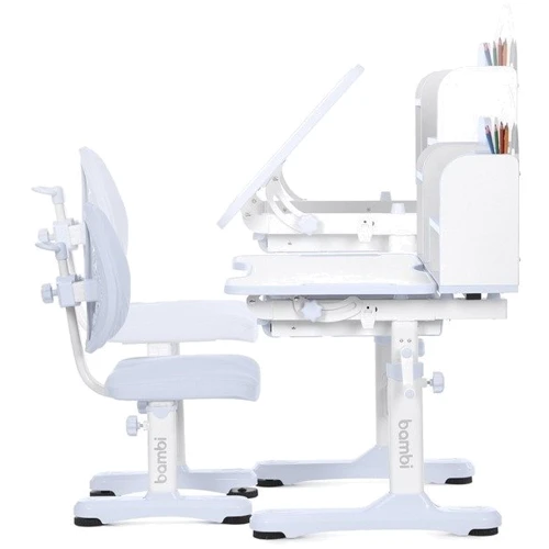 Детская парта с надстройкой и стулом Bambi серый (M 5799-11)