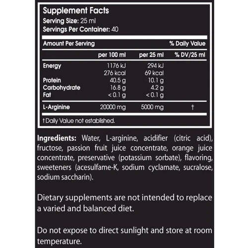 Амінокислота для спорту Scitec Nutrition Arginine Liquid 1000 ml /40 servings/ Orange Passion Fruit: Смак Апельсин, Маракуйя