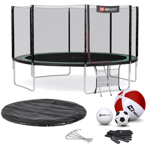 Батут Hop-Sport 14ft black/green черно-зеленый с внешней сеткой 427 см фото 4