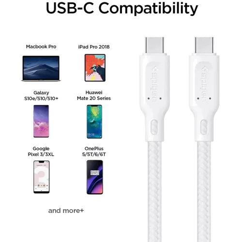 Кабель Spigen Cable USB-C to USB-C DuraSync 60W 1.5m White (000CA25703) фото 5