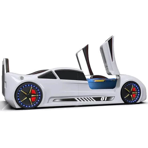 Дитяче ліжко машина Lamborghini біле: Стінка, що опускається Нет