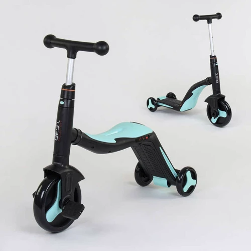 Самокат детский 3в1 Best Scooter с PU колёсами (свет+музыка) -Turquoise (80457): Тип колес литые