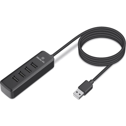 Адаптер REAL-EL Adapter USB to 4xUSB2.0 HQ-175 Black (EL123110008)