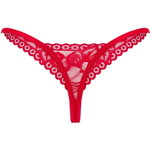 Кружевные стринги Obsessive Lacelove thong XS/S Red