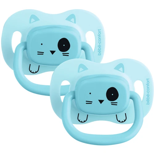 Пустушка Bebe Confort Minimalistic Animals силіконова реверсивна, 2 шт 18/36 міс синя (3104202030): Форма соски классическая