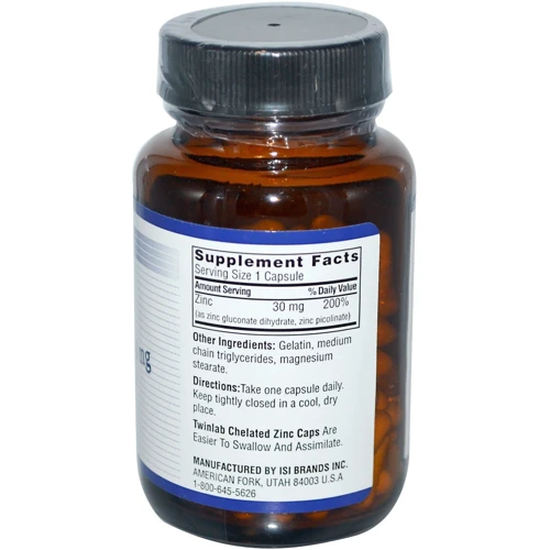 Twinlab Zinc Caps 30 mg 100 caps (TWL-01041): Тип цинк